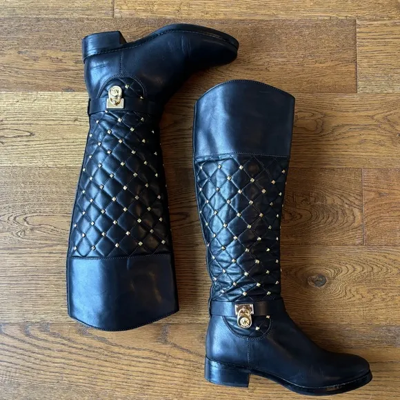 Michael Kors leather studded Hamilton riding boots