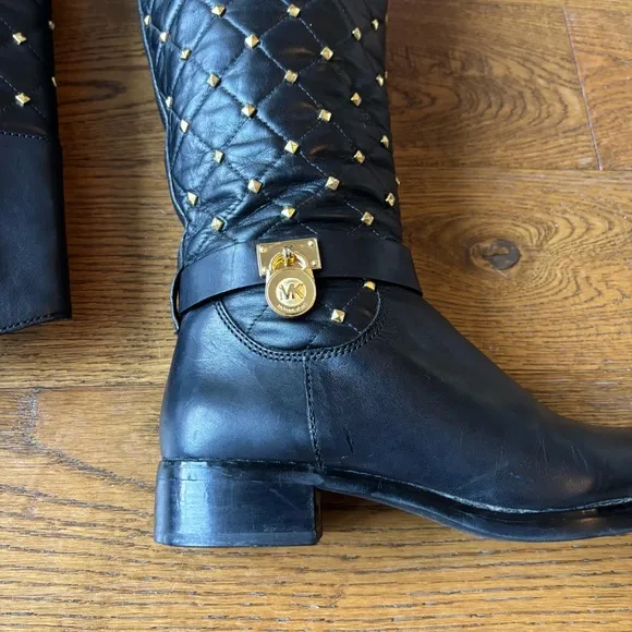 Michael Kors leather studded Hamilton riding boots