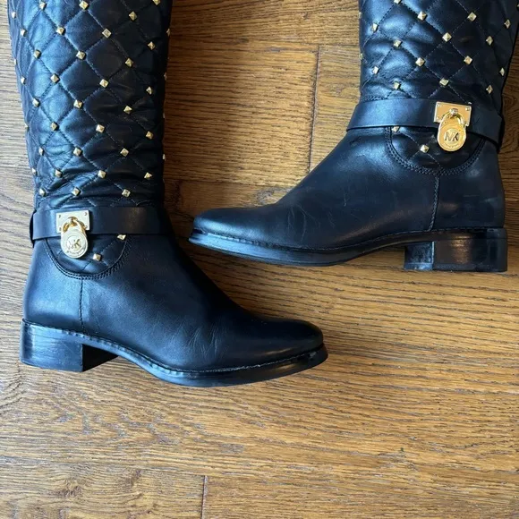 Michael Kors leather studded Hamilton riding boots