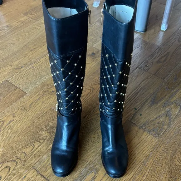 Michael Kors leather studded Hamilton riding boots