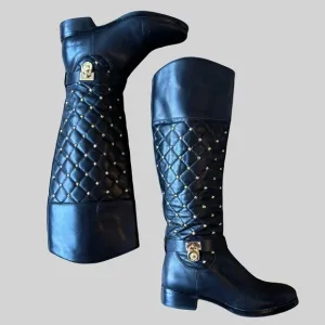 Michael Kors leather studded Hamilton riding boots