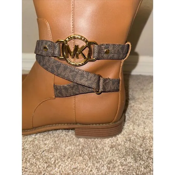 Michael Kors Rory Sz 10M Knee High Riding Boots Faux Leather Luggage Yellowstone