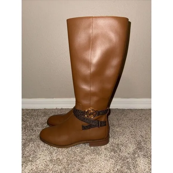 Michael Kors Rory Sz 10M Knee High Riding Boots Faux Leather Luggage Yellowstone