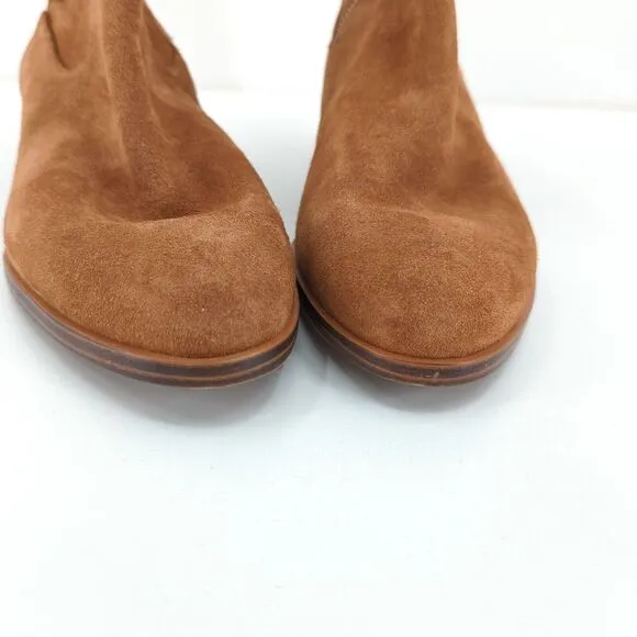 Michael Kors Women 9.5 Kieran Boots Booties Brown Suede Gold Lock Logo NEW FLAW