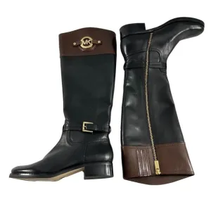 Michael Kors Womens Two Tone Leather Riding Boots Size 5.5 M Black Brown