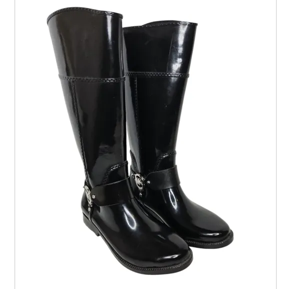 MICHAEL Michael Kors Fulton Tall Black Rain Boots Size 9