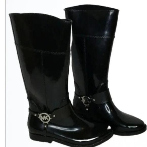 MICHAEL Michael Kors Fulton Tall Black Rain Boots Size 9