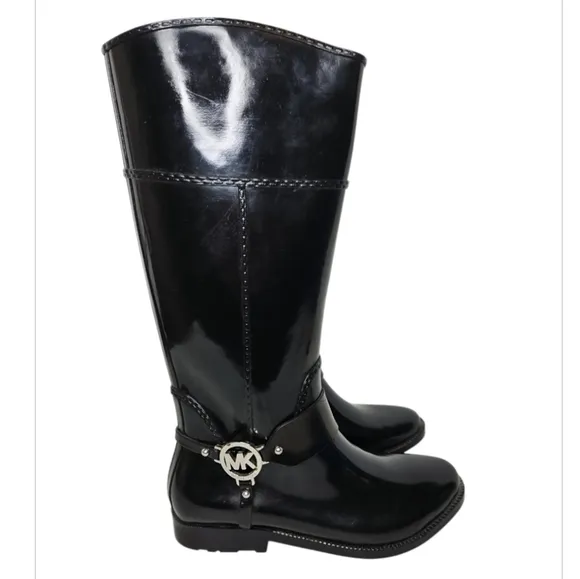MICHAEL Michael Kors Fulton Tall Black Rain Boots Size 9