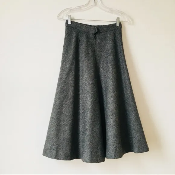MIDI GRAY WOOL SKIRT