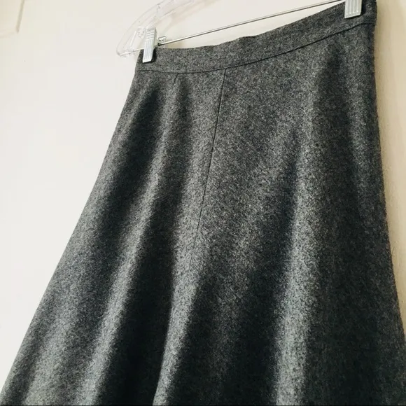 MIDI GRAY WOOL SKIRT