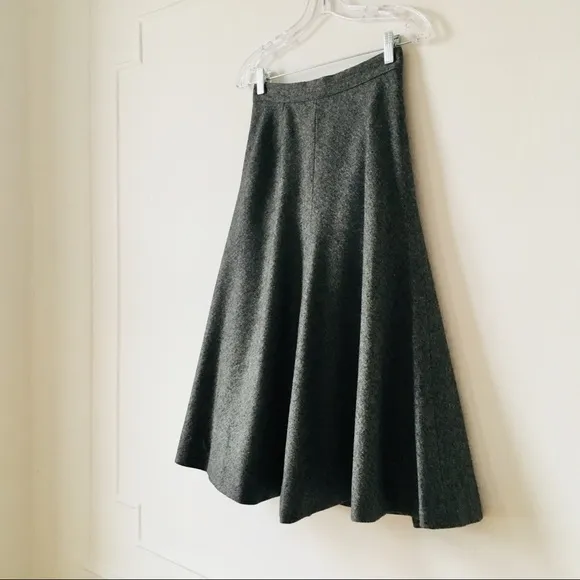 MIDI GRAY WOOL SKIRT
