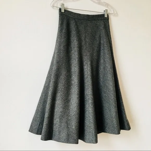 MIDI GRAY WOOL SKIRT