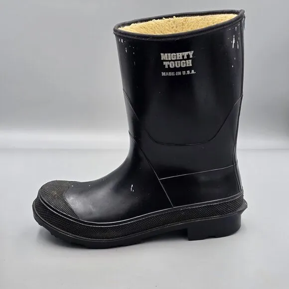 Mighty Tough Men's Size 10 US Vintage USA Made Black Rubber Sherpa Winter Boots