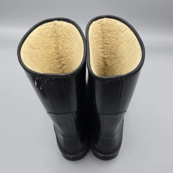 Mighty Tough Men's Size 10 US Vintage USA Made Black Rubber Sherpa Winter Boots