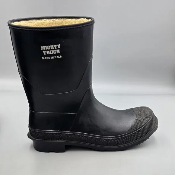 Mighty Tough Men's Size 10 US Vintage USA Made Black Rubber Sherpa Winter Boots