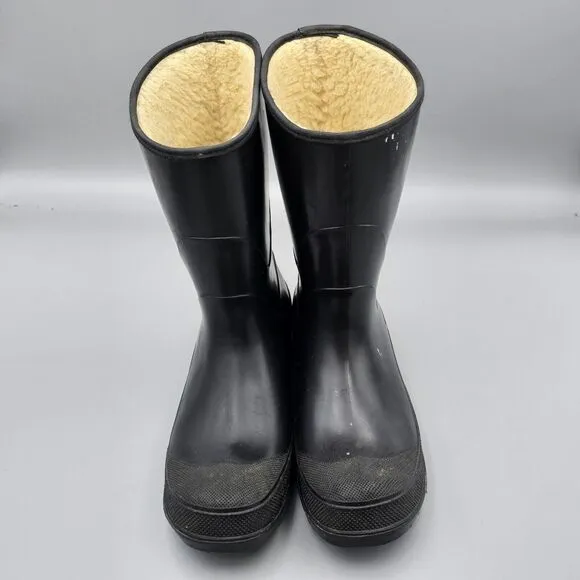 Mighty Tough Men's Size 10 US Vintage USA Made Black Rubber Sherpa Winter Boots