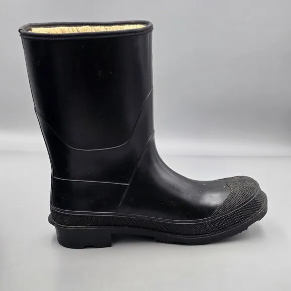 Mighty Tough Men's Size 10 US Vintage USA Made Black Rubber Sherpa Winter Boots