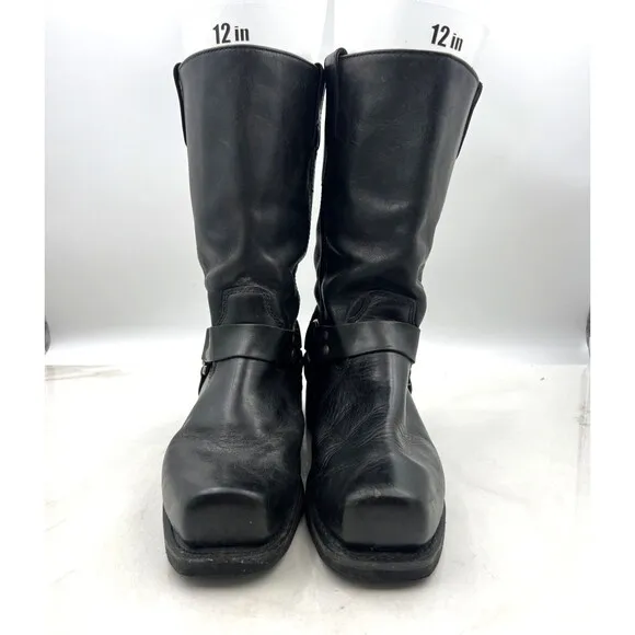 Milwaukee Boots Mens 11.5D Harness Motorcycle Black Leather MB410 Square Toe Zip
