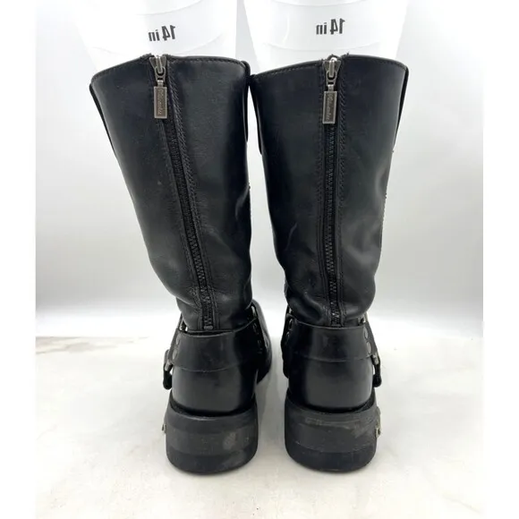 Milwaukee Boots Mens 11.5D Harness Motorcycle Black Leather MB410 Square Toe Zip