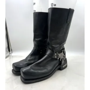 Milwaukee Boots Mens 11.5D Harness Motorcycle Black Leather MB410 Square Toe Zip