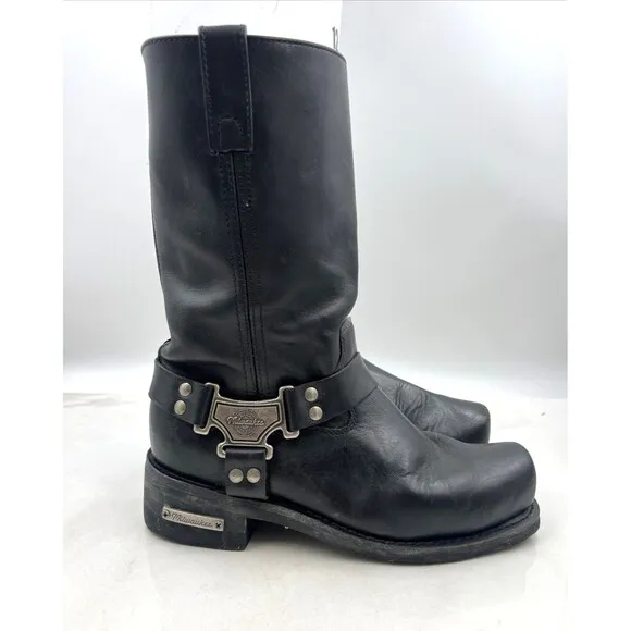 Milwaukee Boots Mens 11.5D Harness Motorcycle Black Leather MB410 Square Toe Zip