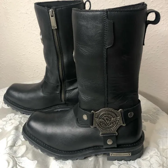 Milwaukee Leather Men's Black 11-inch Classic Harness Square Toe Boots, 9.5