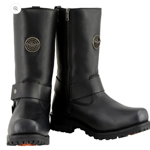 Milwaukee Leather Men's Black 11-inch Classic Harness Square Toe Boots, 9.5