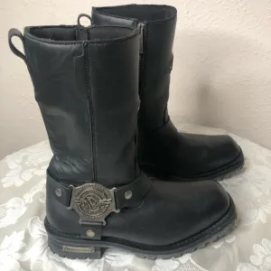Milwaukee Leather Men's Black 11-inch Classic Harness Square Toe Boots, 9.5