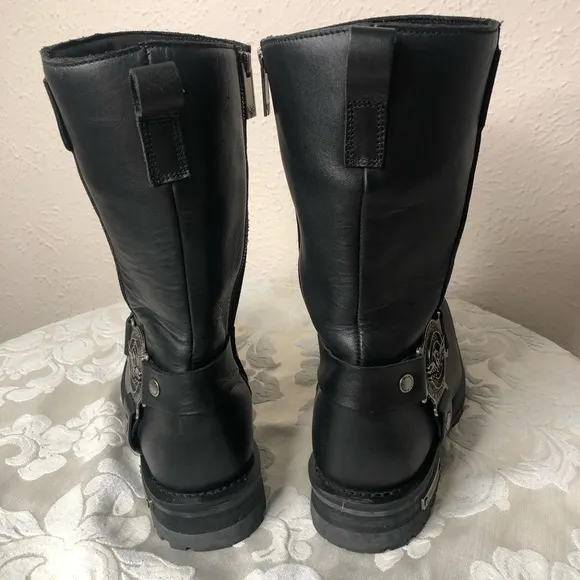 Milwaukee Leather Men's Black 11-inch Classic Harness Square Toe Boots, 9.5