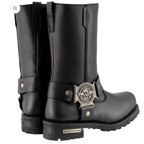 Milwaukee Leather Men's Black 11-inch Classic Harness Square Toe Boots, 9.5