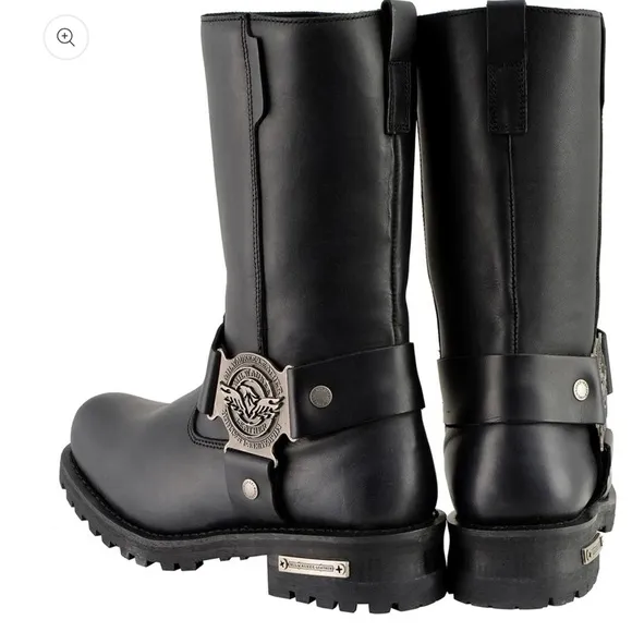 Milwaukee Leather Men's Black 11-inch Classic Harness Square Toe Boots, 9.5