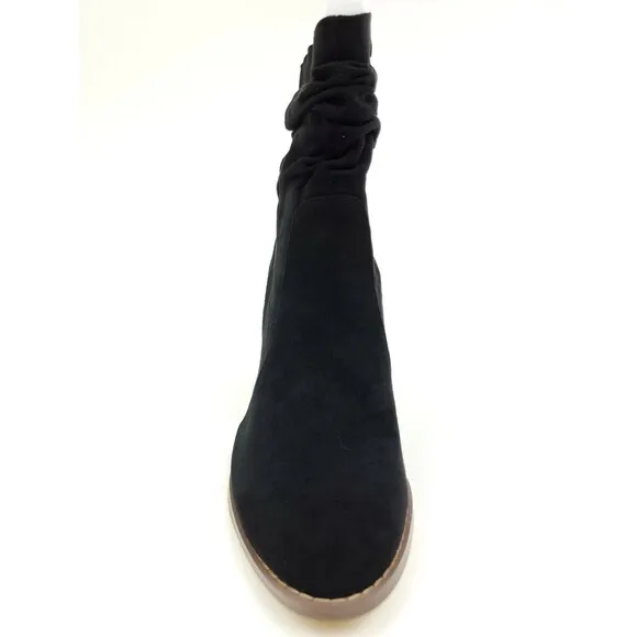 Misbehave Utah-1 Heeled Ankle Scrunch Boots Black Faux Suede Size 8.5