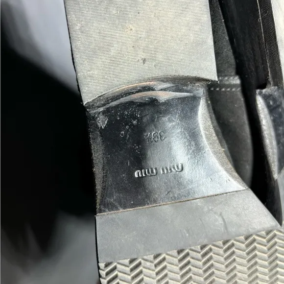 Miu Miu Black Suede Riding Boots Size EU 39.5