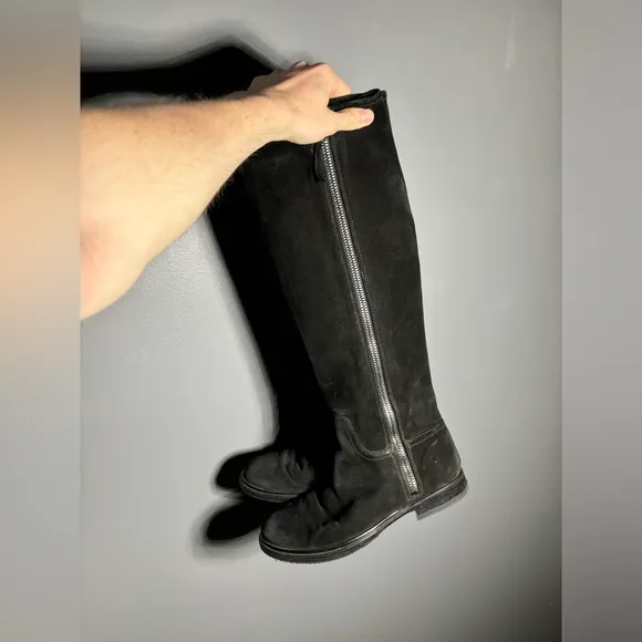 Miu Miu Black Suede Riding Boots Size EU 39.5