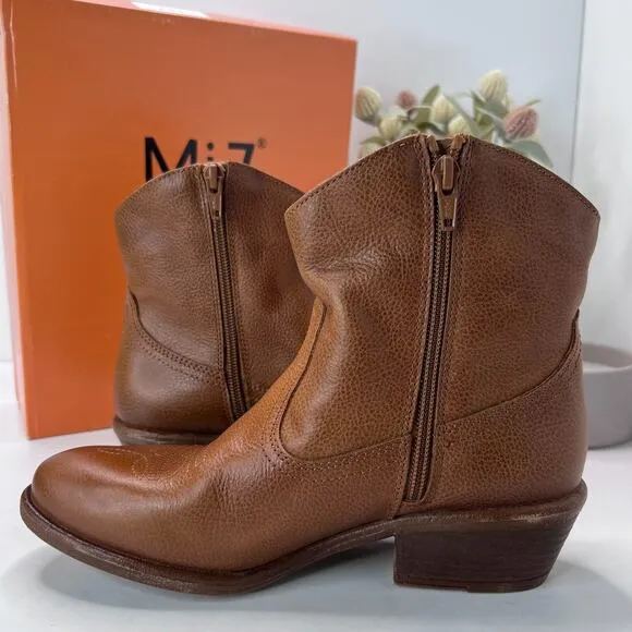 Miz Mooz Carlitos Leather Cowboy Boots Western Brandy Women's EU 38/7.5 NWB