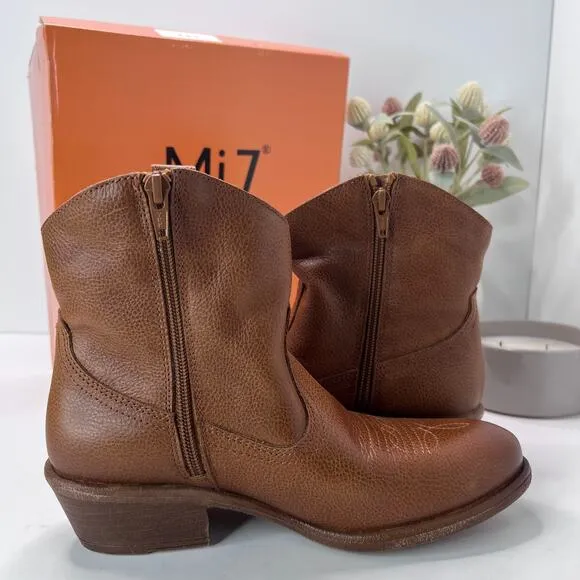 Miz Mooz Carlitos Leather Cowboy Boots Western Brandy Women's EU 38/7.5 NWB