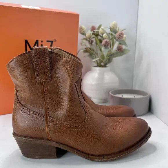 Miz Mooz Carlitos Leather Cowboy Boots Western Brandy Women's EU 38/7.5 NWB