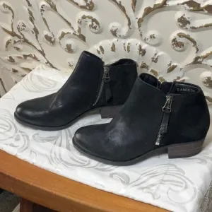 Miz Mooz Double Leather Double Zipper‎ Heeled Ankle Boots