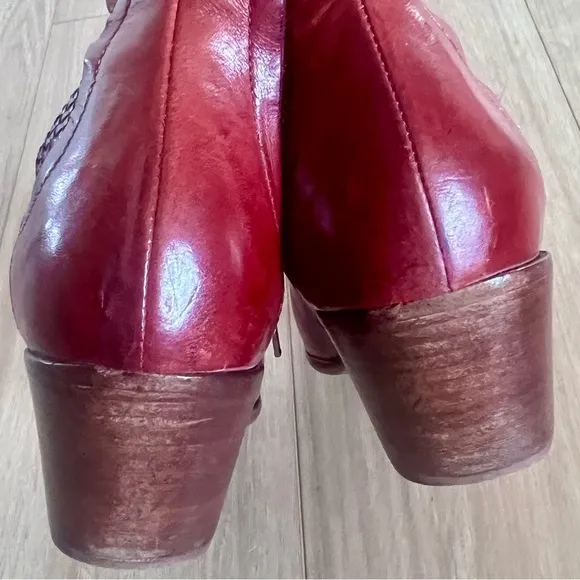 MOMA Ankle Boots Red Burgundy Leather made in Italy Sz 40