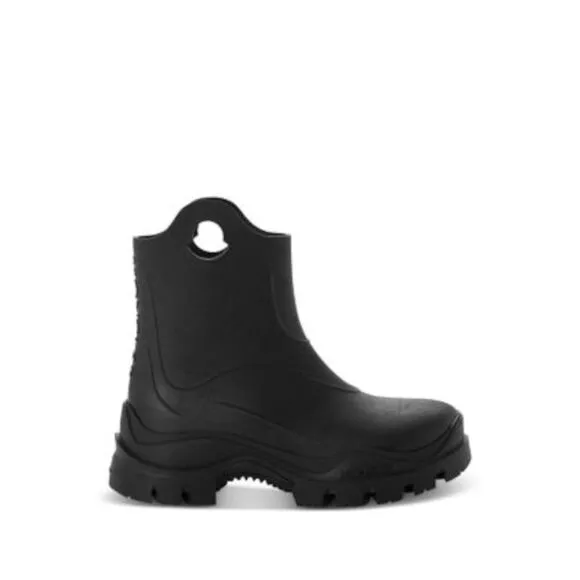 MONCLER Womens Black 1&quot; Platform Pull-Tab Misty Round Toe Rain Boots 38