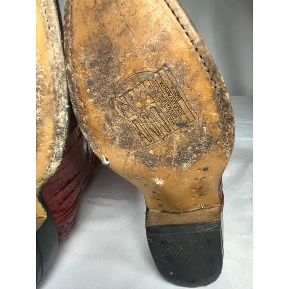 Montenegro Alligator Western Boots youth size US 2 leather embroidered crocodile