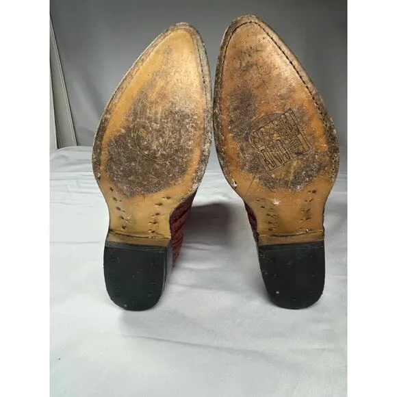 Montenegro Alligator Western Boots youth size US 2 leather embroidered crocodile