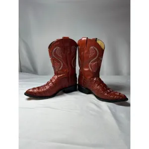 Montenegro Alligator Western Boots youth size US 2 leather embroidered crocodile