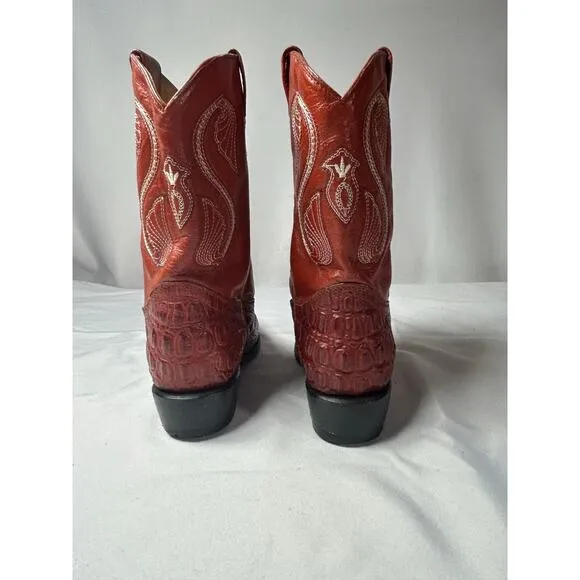 Montenegro Alligator Western Boots youth size US 2 leather embroidered crocodile