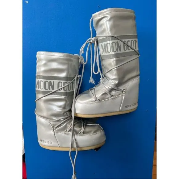 Moon Boot Icon Glance Authentic Slip On Snow Boots Silver 39 - EU 41