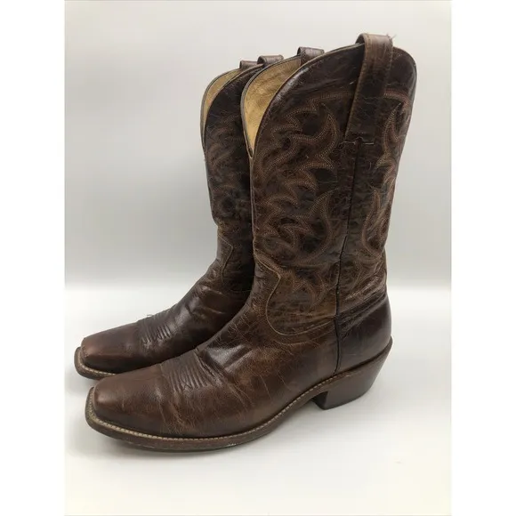 Moonshine Spirit Mens Brown Leather Western Cowboy Boots Size 10.5 D Square Toe