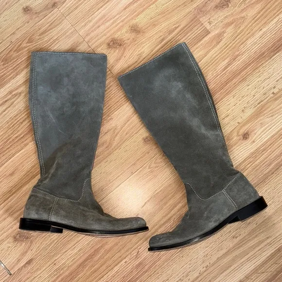 Moschino Grey Suede Knee High Boots Size 36.5