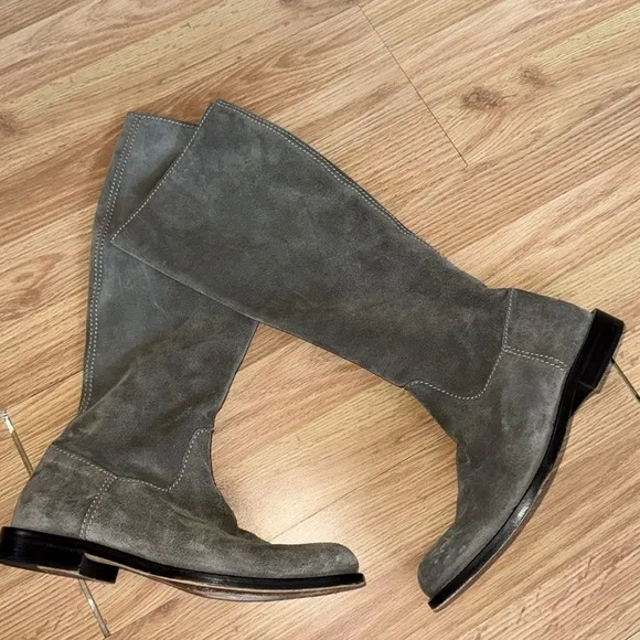 Moschino Grey Suede Knee High Boots Size 36.5