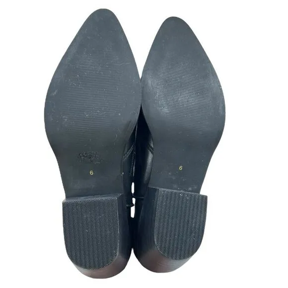 Moussy Embroidered Black Leather Cowboy Boots Size 6