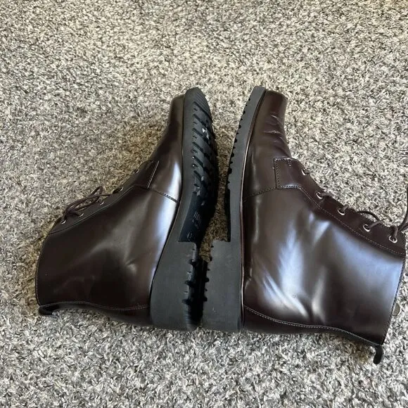 Munro Sarah Brown Burgundy Patent Leather combat boots wingtip Lace Zip 9 W New